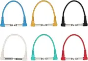 One Quarter Inch Right Angle TS Guitar Patch Cables 6 Pack Shielded Copper Audio Cord for Electric Bass Effect Pedals Pedalboard Rig Accessories
