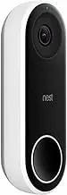 Google Nest Hello Video Two Way Communication Ring Doorbell, White/Black