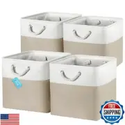OrganiHaus 13x13 Cube Storage Bins 4 pack, Foldable Cube Storage Organizer w/