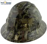 Oilfield Camo White Hydro Dipped Full Brim Hard Hat with Ratchet Suspension