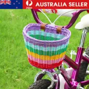 Rainbow Bicycle Front Basket Handwoven Kid Adult Bike Handlebar Carrier Bag Tote