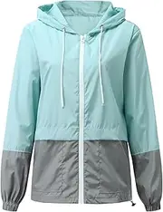 [Generic] Lightweight Rain Jacket Women Raincoat for Women Packable Splicing color Rain Coat Windbreaker Waterproof with Hood
