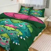 Bed Sheets g305 Bulb_asaur Print Bedding Set Pattern Duvet Cove Set 3 Pieces 1 Quilt Cover And 2 Pillowcases for Women Men Teens tq305 Bed Sheets