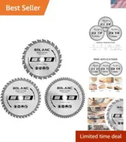 Compact 3-Pack 7-1/4" Carbide Saw Blades - 24T, 40T, and 60T for Smooth Cuts