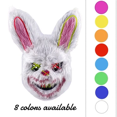 Halloween Luminous Bunny Mask Stage Dance Party Cosplay Props Scary LED Mask Kit