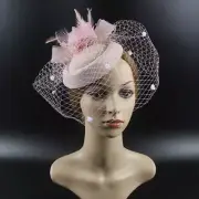 Women Fascinator Hat 20s 50s Pillbox hat with Veil Wedding Bride Party Headpiece