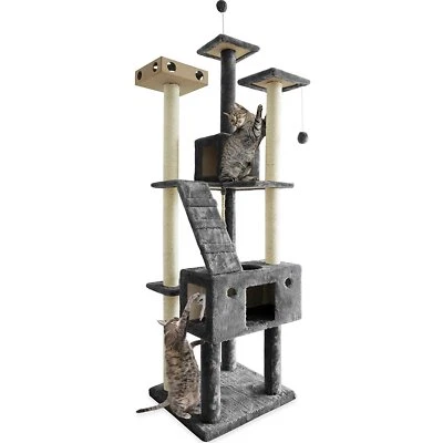 Cat Tree House Furniture Kitten Scratch Post Box Toy Climbing Tower Pet Rope