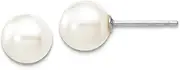 [JewelryWeb] 10k White Gold 6 7mm White Round Fw Cultured Pearl Stud Post Earrings-Stud Earring for Women
