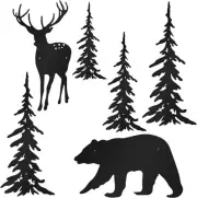 Moxweyeni 6 Pieces Metal Wall Art Deer Bear Pine Tree Decor Hanging...