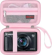 Elonbo Carrying Case for Canon PowerShot SX740 SX730 SX720 SX620 G7X Digital Camera, Point and Shoot Vlogging Camera Travel Storage Cover Bag Organizer Holder, Mesh Pocket fits Battery Charger, Pink