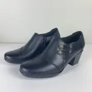 Clarks Women's Emslie Warren Slip-On Loafer Boots US Size 5.5 Black New In Box