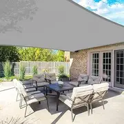 Sun Shade Sail, Outdoor Rectangle Sun Sail Shade with 4 Ropes, Pergola Canopy, 95% UV Block, for Patio, Garden, Backyard, Lawn and Swimming Pool (Grey, 10' x 10')