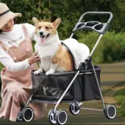 Pet Stroller Pram Dog Cat Carrier Travel Pushchair Foldable Lightweight 4 Wheels