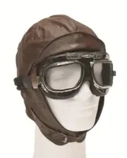 Leather Aviator Helmet WWII Military Style WW2 Aviation Hat Cover Brown Pilot