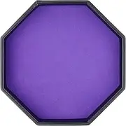RERIVER Dice Rolling Tray, Purple Felt Lined PU Leather Octagon Dice Tray for Dungeon Crawler Games