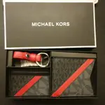 現貨，MICHAEL-KORS-GIFTING-PVC撞色短夾名片夾禮盒組-黑-紅