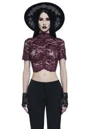 [Widow] Ominous Trance Lace Top - Wine