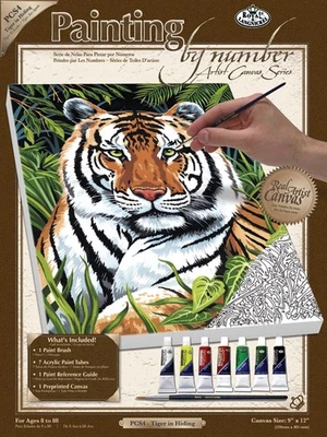 Royal Paint By Number Kit Artist Canvas Series 9"X12"-Tiger In Hiding