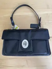NWT COACH Black Leather and Patent Leather Trim Shoulder Bag Creed JO982 14524