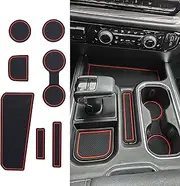 TOPINSTALL 7PCS Console Liners Compatible with 2023-2025 Chevy Silverado/GMC Sierra 1500 & 2022 Refreshed 1500 Models, Premium Rubber Non-Slip Cup Holder Mats, Red-Full Console w/Bucket Seats ONLY
