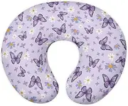 Wanzuoeng Butterfly Daisy Printed Nursing Pillow Cover for Infant, Soft Breathable Nursery Bottle Breast Feeding Pillow Slipcover for Breastfeeding Moms, Fits 22in*18in Pillow