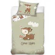 Baby Good Night Deer Quilt Cover Set for Cot or Toddler Bed
