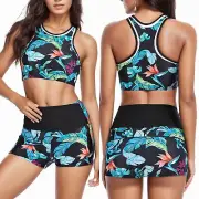 Pieces Swimwear Women Bikini Beachwear Swimsuit Push Up Print Up Two Swimwears