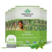 Tulsi Moringa Tea Bags - Holy Basil, Lemongrass, Moringa Leaves, Stress Relie...