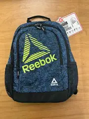 Reebok Marley Backpack Zippered Book Bag Black/Navy Spacedye NWT