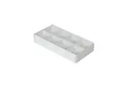 100 Pack of White Card Chocolate Sweet Soap Product Retail Gift Box - 8 bay 3cm Compartments - Clear Slide On Lid - 16x8x3cm