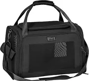 Petsfit Transport Box Dog Cat Foldable Dog Bag for Small Dogs Cats Carry Bag with Adjustable Shoulder Strap & Soft Expandable Cushion, M/Black