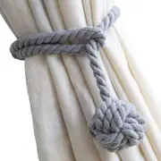 Curtain Tiebacks - 2/4 PCS Handmade Rural Decorative Curtain Holdbacks (Grey)