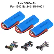 3x 7.4V 3000mAh Lipo Battery 2S for Wltoys 144001 124018 124019 104001 RC Car