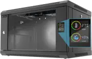 6U Wall Mount Rack Server Rack Enclosure with 2 Cooling Fans, Glass Door, Locks,