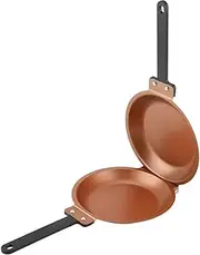Omelette Pan Double Pan with Handle Double Omelette Frying Pan Non-Stick Coating for All Types of Stoves Including Induction 19cm