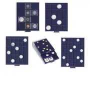 Leuchtturm Square-Spaced Smart Coin Box (Blue) - 50mm27mm
