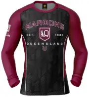 QLD Maroons SOO NRL 'Blocker' Long Sleeve Rash Vest Sizes S-3XL!