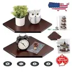 Versatile Corner Floating Shelves Set - Solid Oak Wood with Wire Hole Design