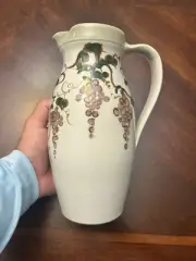 Jensen Turnage Pottery Wine / Water Pitcher 9” X 5” Grapes & Vines Design Bin M