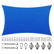 12 ft. x 16 ft. 190 GSM Blue Rectangle Sun Shade Sail with Rectangle Kit