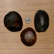 3 Geode Rock Slices Thick Cut Polished Stones Banded Agate and Quartz Crystal