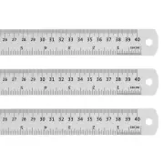 3pcs Steel Ruler 40cm 16 Inch Aluminum with Conversion Table