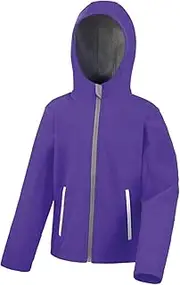 [Result] Core Kids Unisex Junior Hooded Softshell Jacket (UK Size: 5/6) (Purple/Grey)