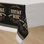 Vintage Dude Birthday Plastic Tablecover Border Print