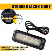 Amber&White Lights 4LED Car Truck Warning Hazard Flashing Beacon Strobe Bar (for: Renault)