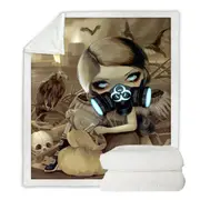 Scavengers Cool Post Apocalyptic Scene Girl Digging Throw Blanket