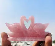 Natural Rose Quartz Mandarin Ducks Love Birds (Male and Female) Fengshui Figurines for Love and Romance, Crystal Mandarin Hand Carved Ducks Healing Crystals…