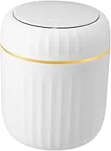 yuksok Small Desktop Trash Can Mini Garbage Bin Versatile Cute Mini Desktop Storage Box for Home Beside Coffee Table Bathroom Vanity, White