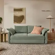 [koala] Sofa Bed 3 Seater Queen, Convertible Folding Sleeper Couch with Angled Backrest and Cushioned Armrests for Living Room, Spare Room and Guest Room, Gum Leaf