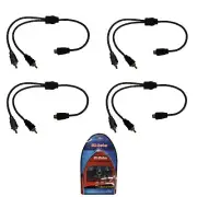 4x American Bass RCA Y Splitter 1 Female 2 Male OFC HQ Car Audio Noise Reduction